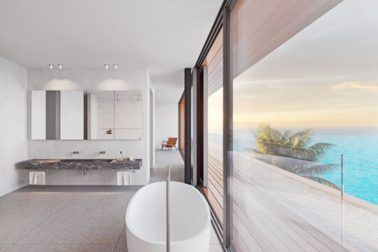 Sunrise at a villa in Turks and Caicos (rendering).