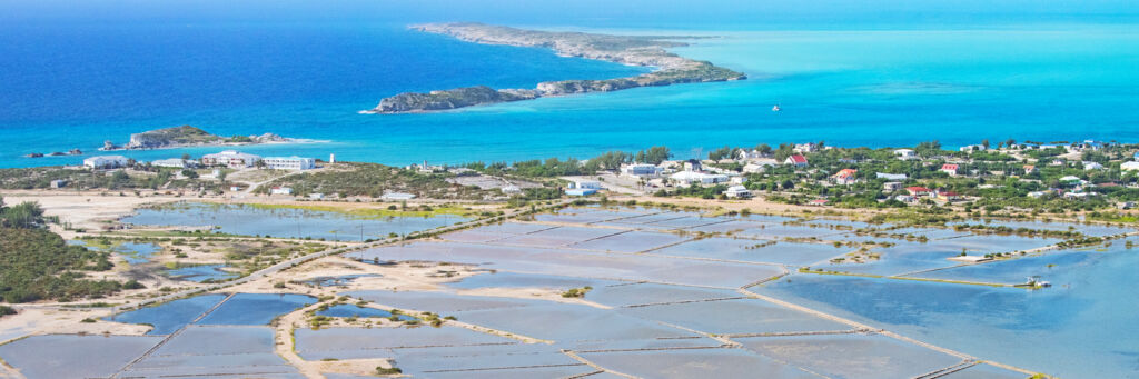 Aerial view of the South Caicos salinas