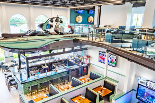 Interior of a sports bar in Grace Bay.