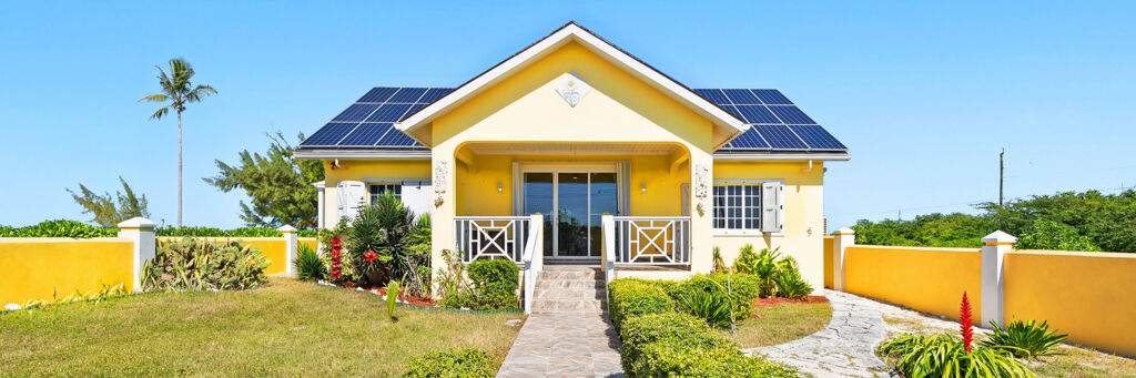 Bright exterior of a villa in Grand Turk. 