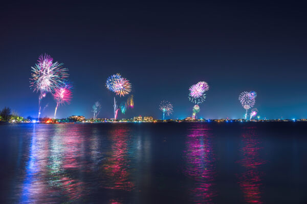 Fireworks over Grace Bay Beach on New Year's Eve