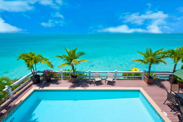 Pool, with ocean water in the background