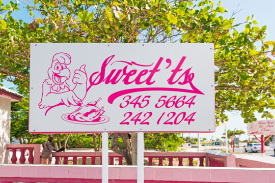 Pink sign for Sweet T's restaurant