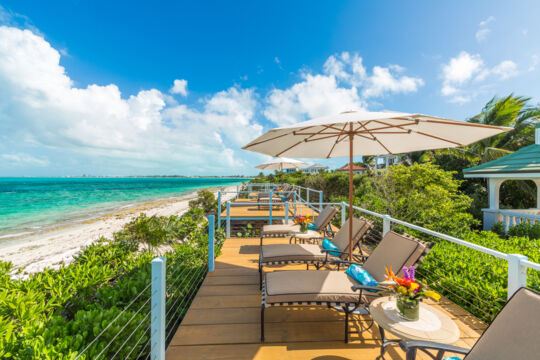 View of a the beach at Smith's Reef from a deck