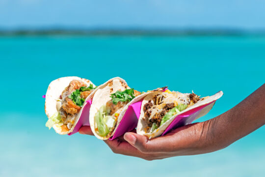 Fresh tacos on a boat cruise in Turks and Caicos.