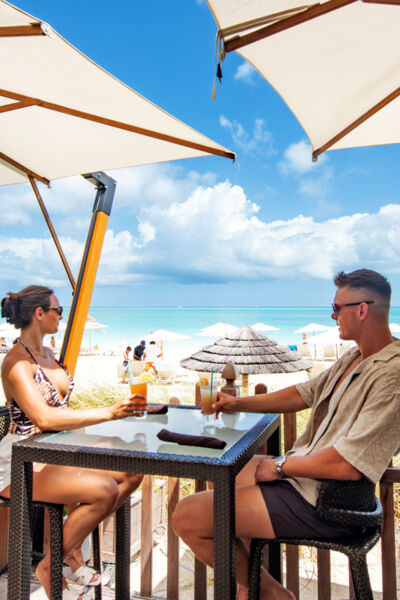 Couple at The Deck restaurant