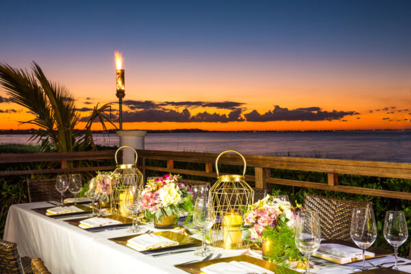 Dining at Hemingway's at dusk