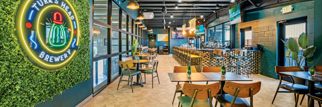 Interior of a brew pub in Turks and Caicos. 