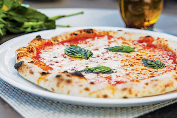 Margherita pizza. 