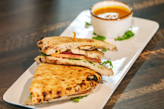 Sandwich on a plate. 