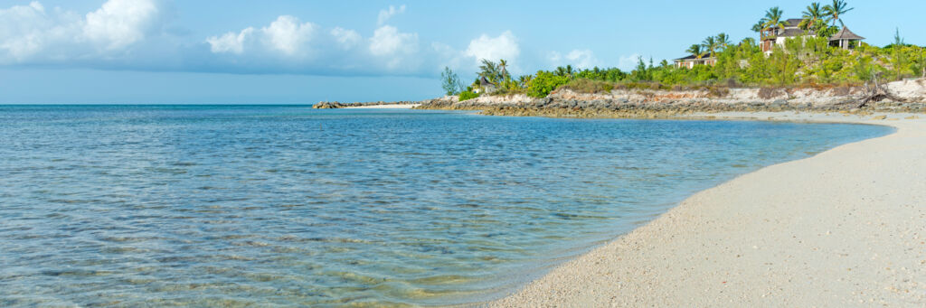 The beach at Thompson Cove and luxury villa