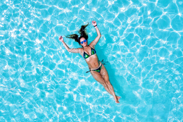 Floating on the turquoise water in the Turks and Caicos