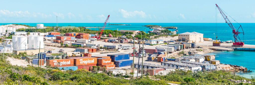 South Dock port on Providenciales and shipping containers