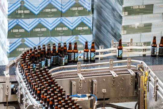 Bottling line at a brewery