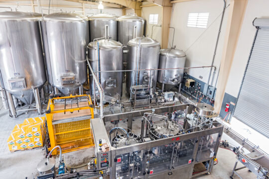 Bottling and canning machinery at the Turk's Head Brewery