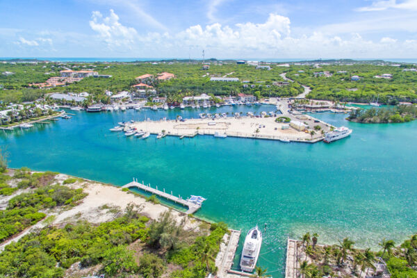 Aerial photo of the pond and docks at Turtle Cove Marina