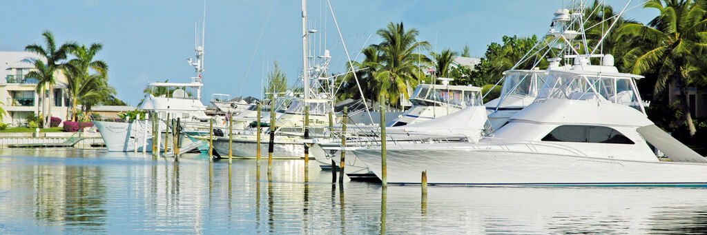 Sport fishing boats docked at Turtle Cove Marina