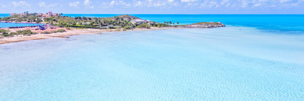 Aerial view of the largest beach at Turtle Tail