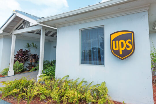 Exterior of the UPS office on Providenciales