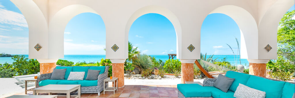 Patio at Villa La Koubba, Sapodilla Bay.