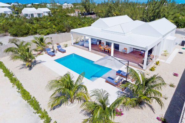 Aerial view of Villa Alee in the Leeward region of Providenciales