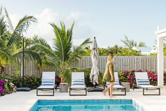 Pool deck at a luxury villa in Leeward, Turks and Caicos.