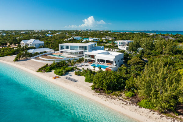 Aerial view of villa on Leeward Going Through