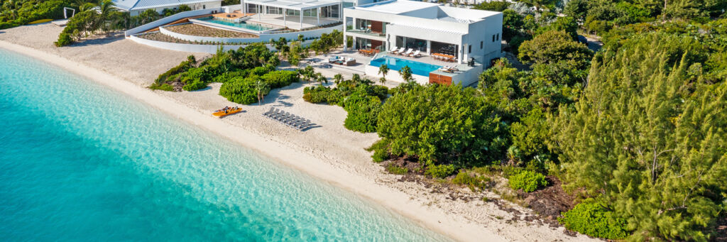 Aerial view of Villa Allegria on Leeward Beach