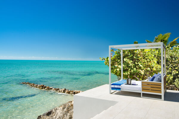 View of Villa Blue Vista and stairs into the ocean