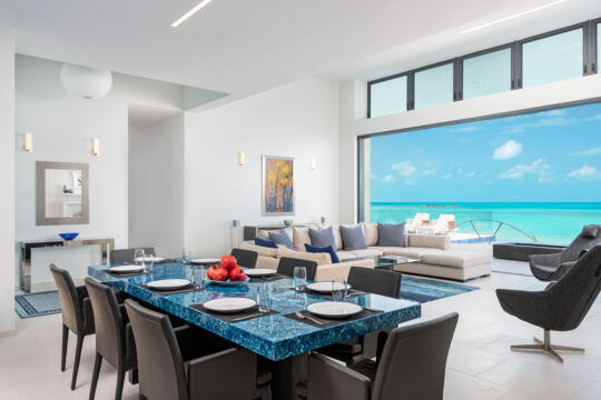 Dining table in a modern luxury villa