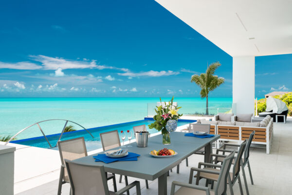 View of Villa Blue Vista and stairs into the ocean