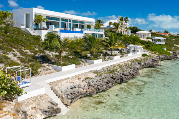 View of Villa Blue Vista and stairs into the ocean