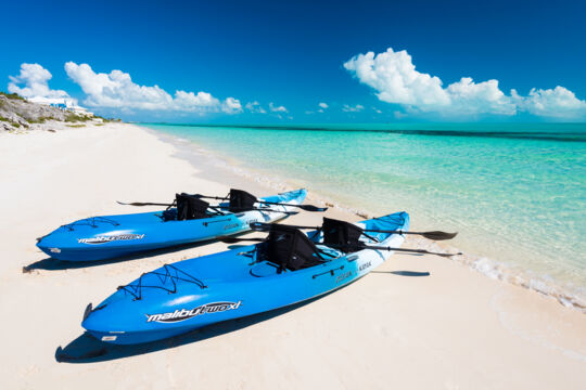 Sit on top ocean kayaks on the beach