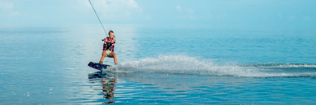 Wakeboarding on perfect conditions in the Turks and Caicos