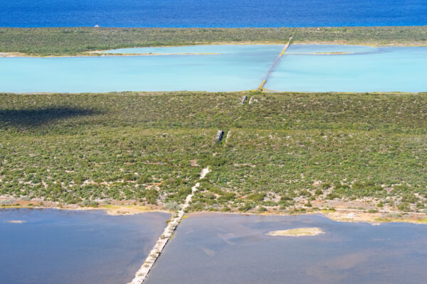 Aerial view of causeway on West Caicos